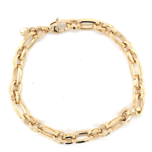 Yellow Gold Solid Oval Link Bracelet