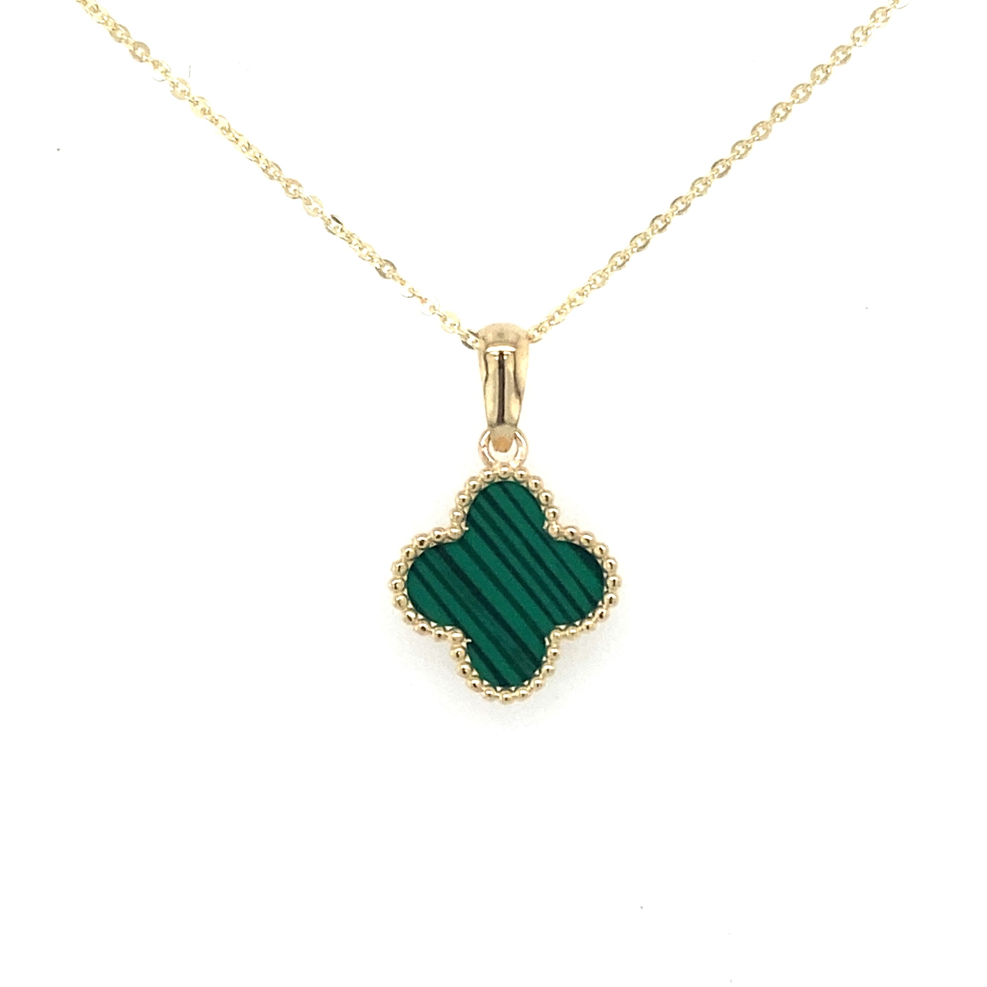 Yellow Gold Malachite Flower Pendant  Gardiner Brothers   