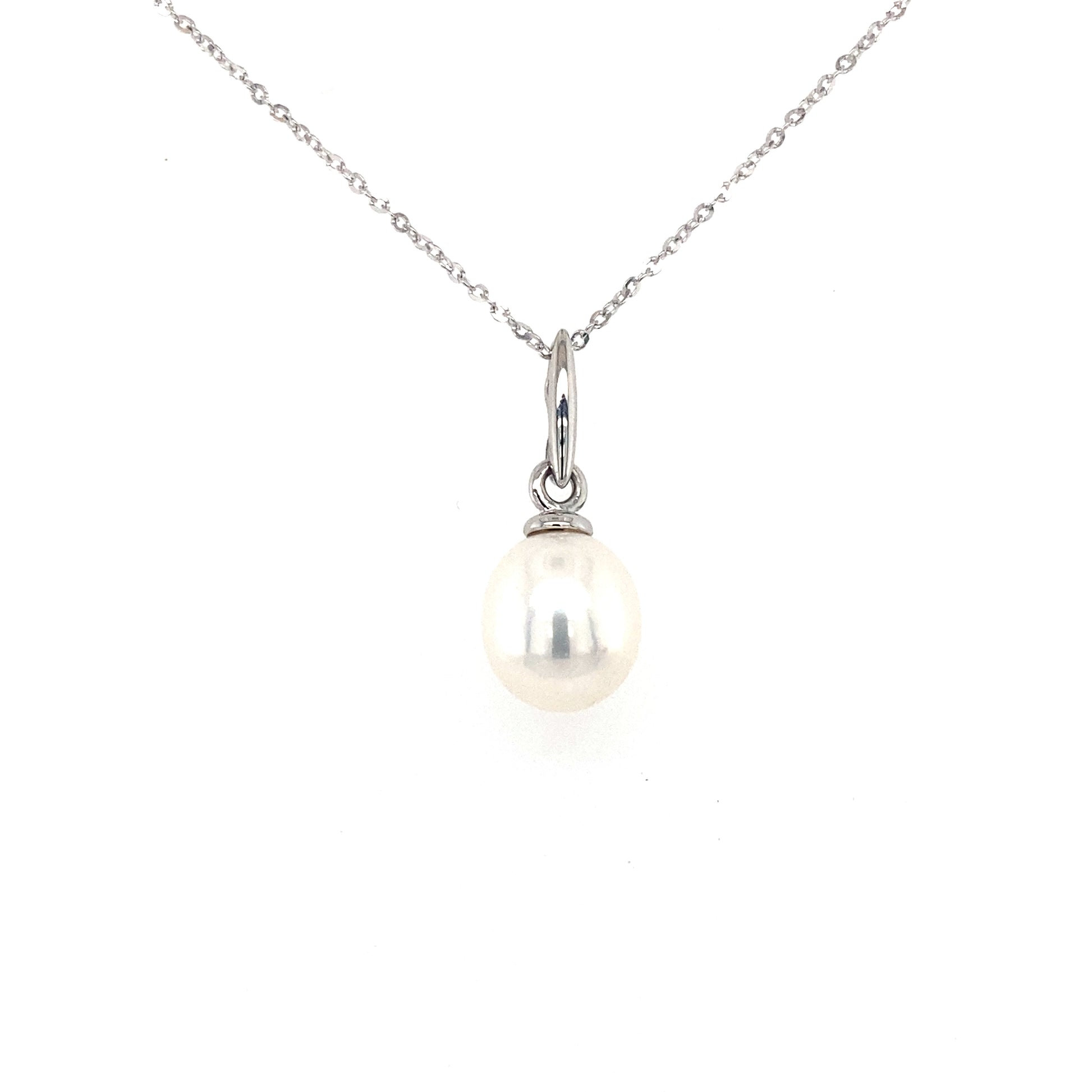White Gold Pearl Drop Pendant  Gardiner Brothers   