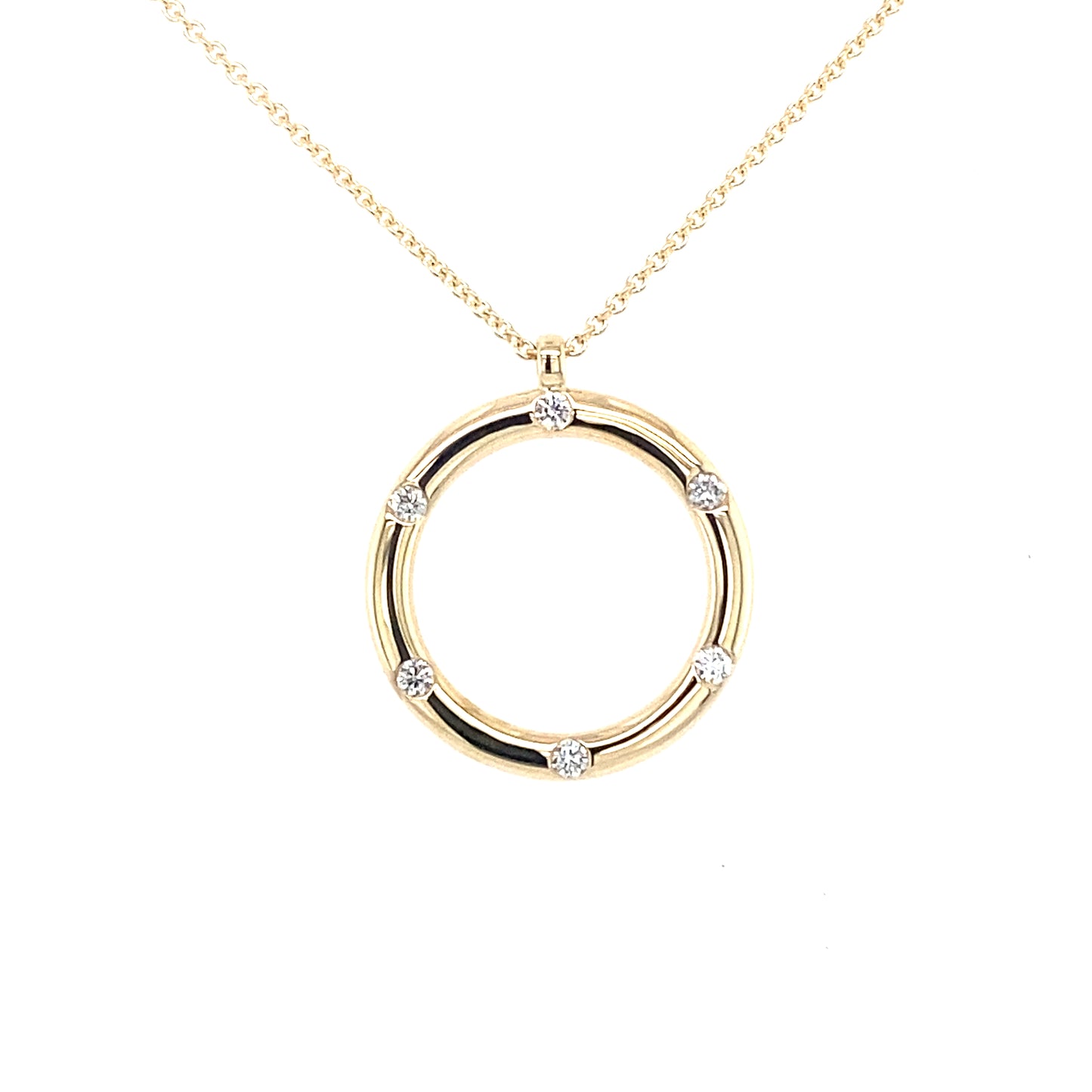 Yellow Gold Spaced Diamond Set Circle Pendant  Gardiner Brothers   