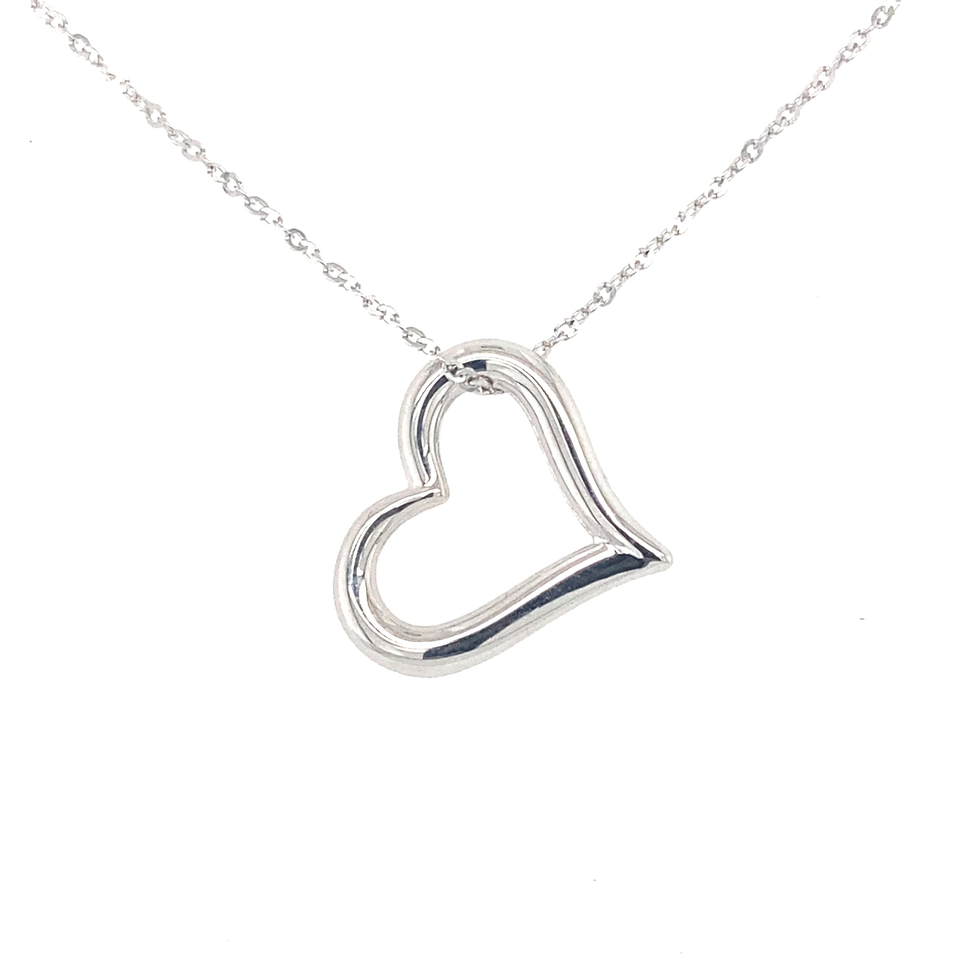 White Gold Open Heart Shaped Pendant  Gardiner Brothers   