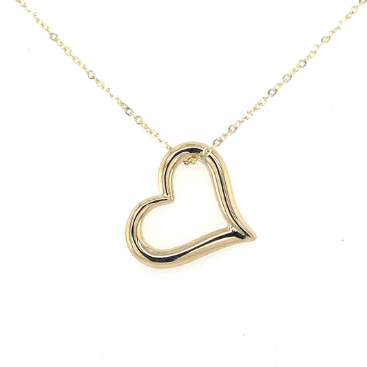 Yellow Gold Open Heart Shaped Pendant  Gardiner Brothers   