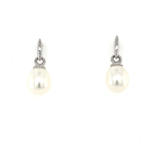 White Gold Pearl Drop Earrings  Gardiner Brothers   