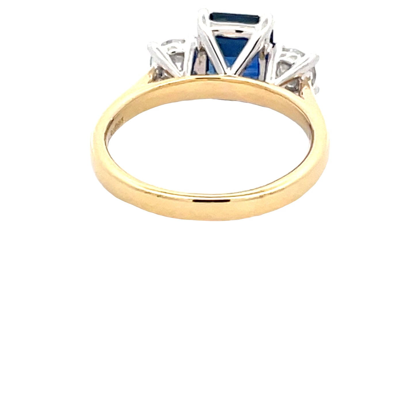 Octagonal Shaped Sapphire and round brilliant cut diamond 3 stone ring  Gardiner Brothers   