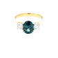 Oval Shaped Teal Sapphire and Round Brilliant Cut Diamond 3 Stone Ring  Gardiner Brothers   