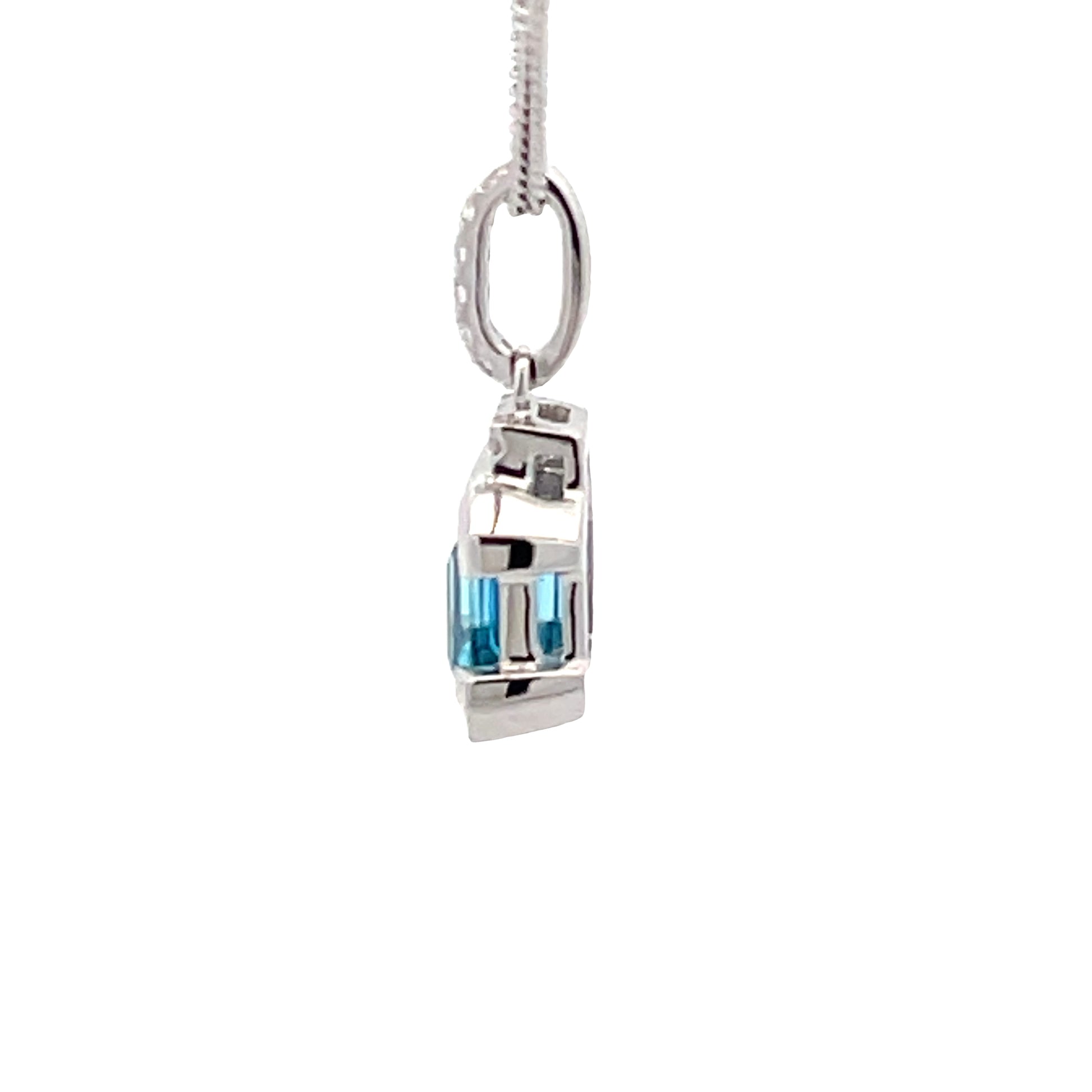 Step-cut Topaz and round brilliant cut diamond pendant  Gardiner Brothers   