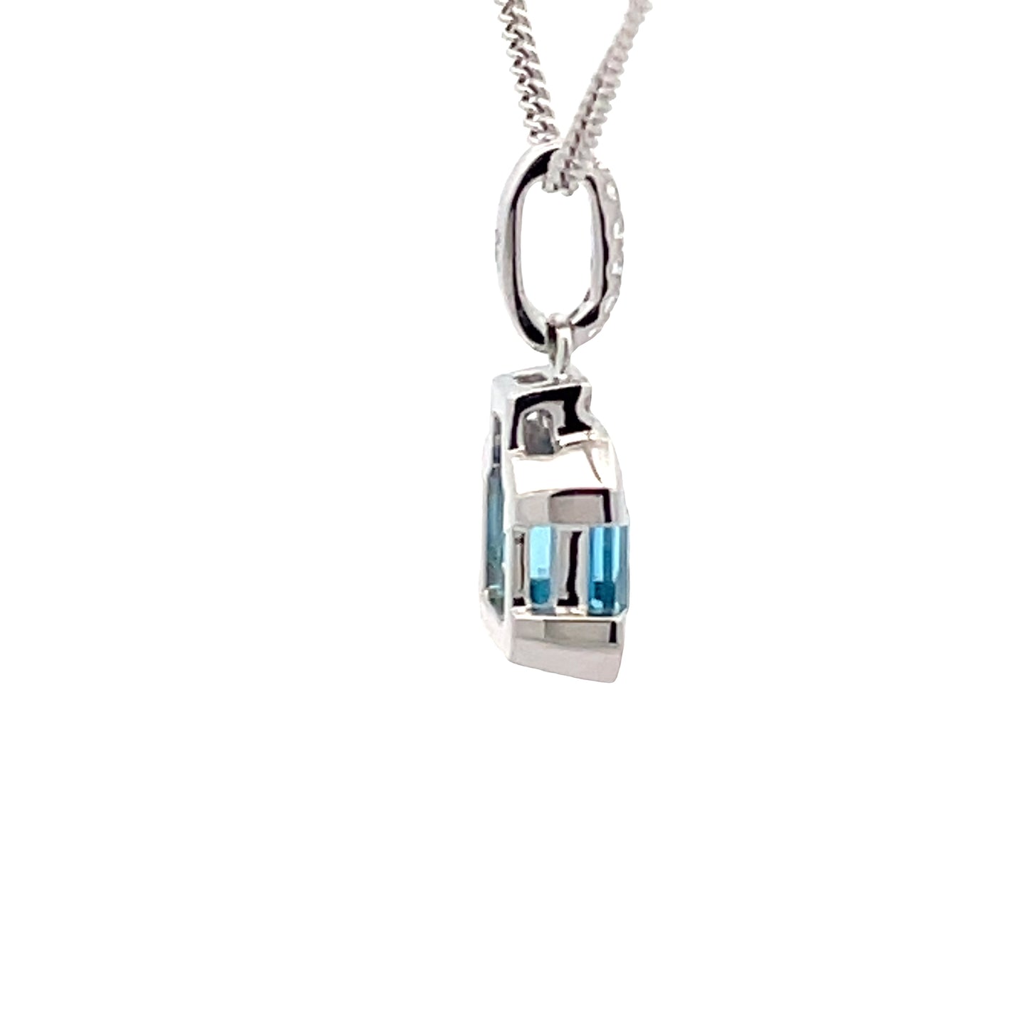 Step-cut Topaz and round brilliant cut diamond pendant  Gardiner Brothers   