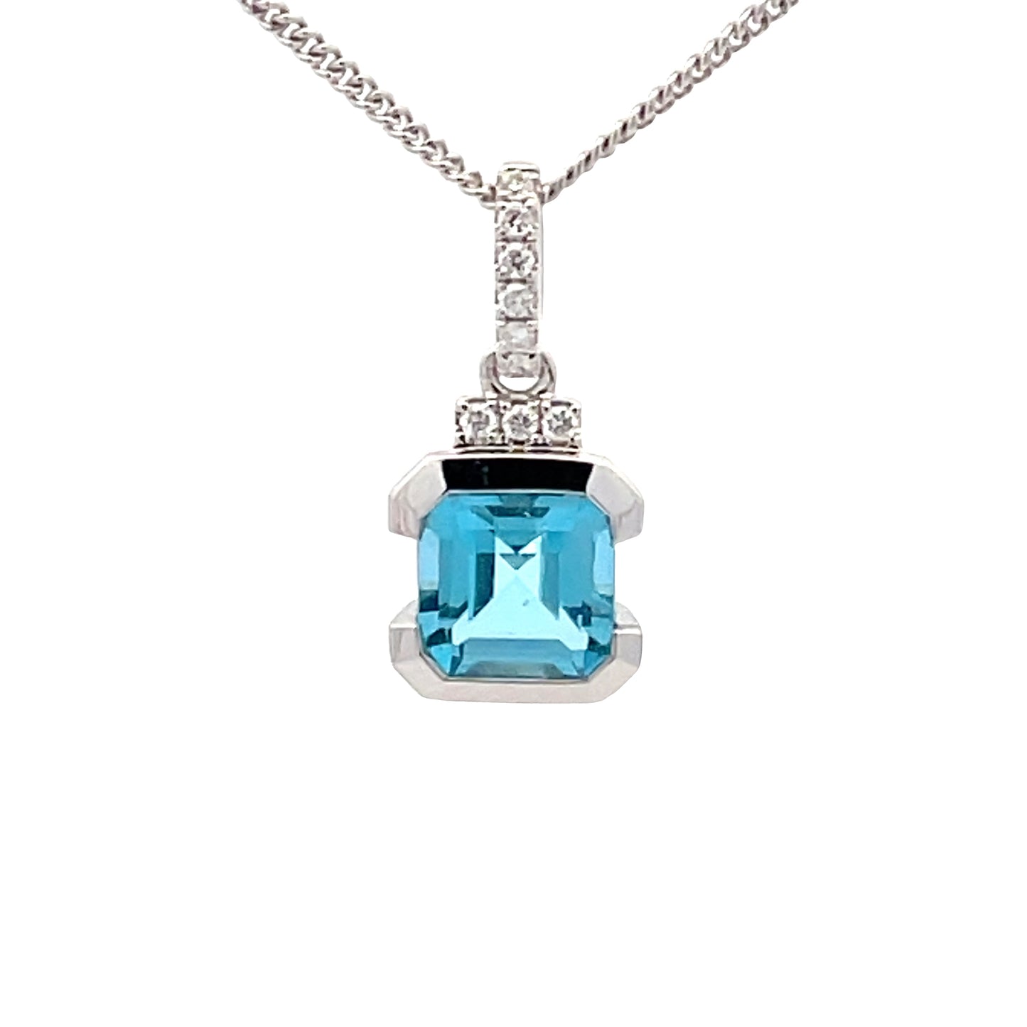 Step-cut Topaz and round brilliant cut diamond pendant  Gardiner Brothers   