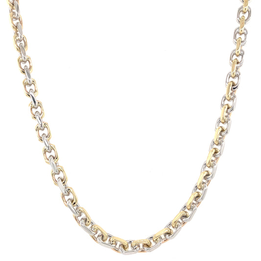 Yellow and White Gold Square Link Necklet