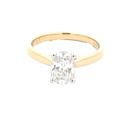 Oval Shaped Diamond Solitaire Ring with a hidden halo - 1.27cts
