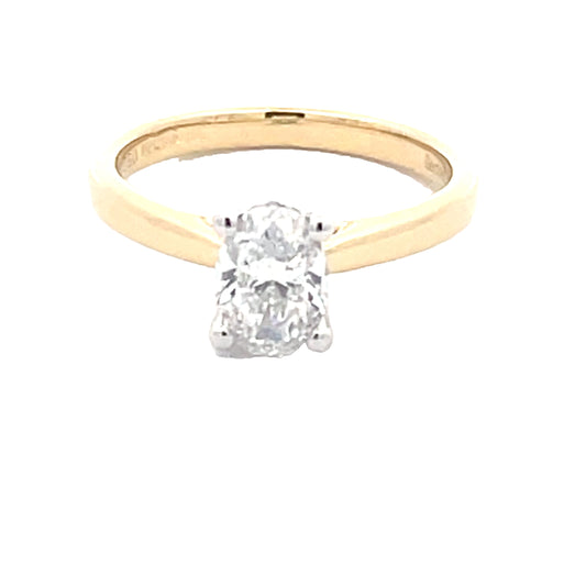 Oval Shaped Diamond Solitaire ring with a hidden halo - 1.07cts