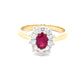 Oval Shaped Ruby and round brilliant cut diamond cluster style ring  Gardiner Brothers   