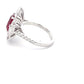 Cushion shaped ruby and diamond cluster style ring  Gardiner Brothers   