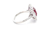 Cushion shaped ruby and diamond cluster style ring  Gardiner Brothers   