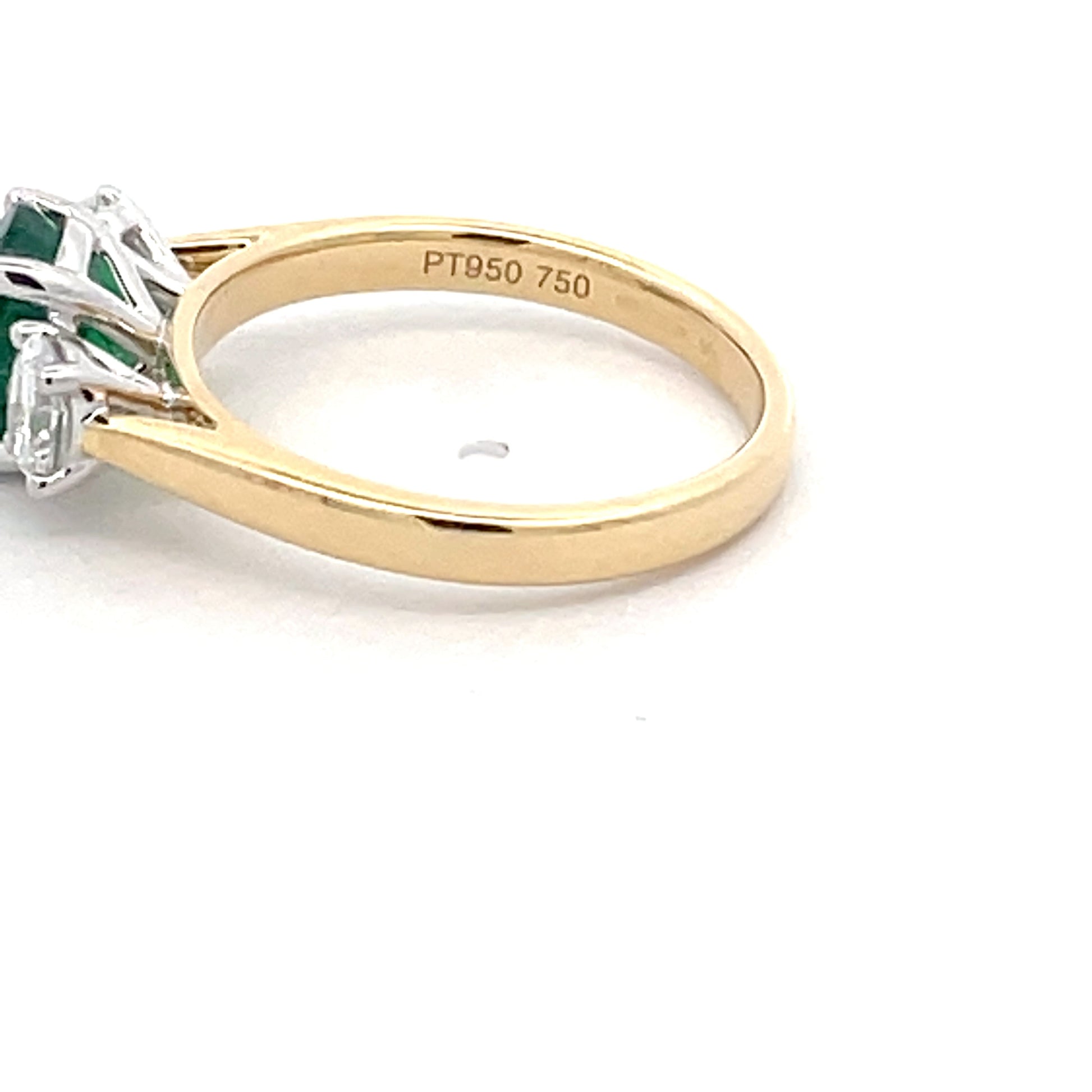 Oval Shaped Emerald and Oval Diamond 3 stone ring  Gardiner Brothers   