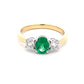 Oval Emerald and round brilliant cut diamond 3 stone ring  Gardiner Brothers   