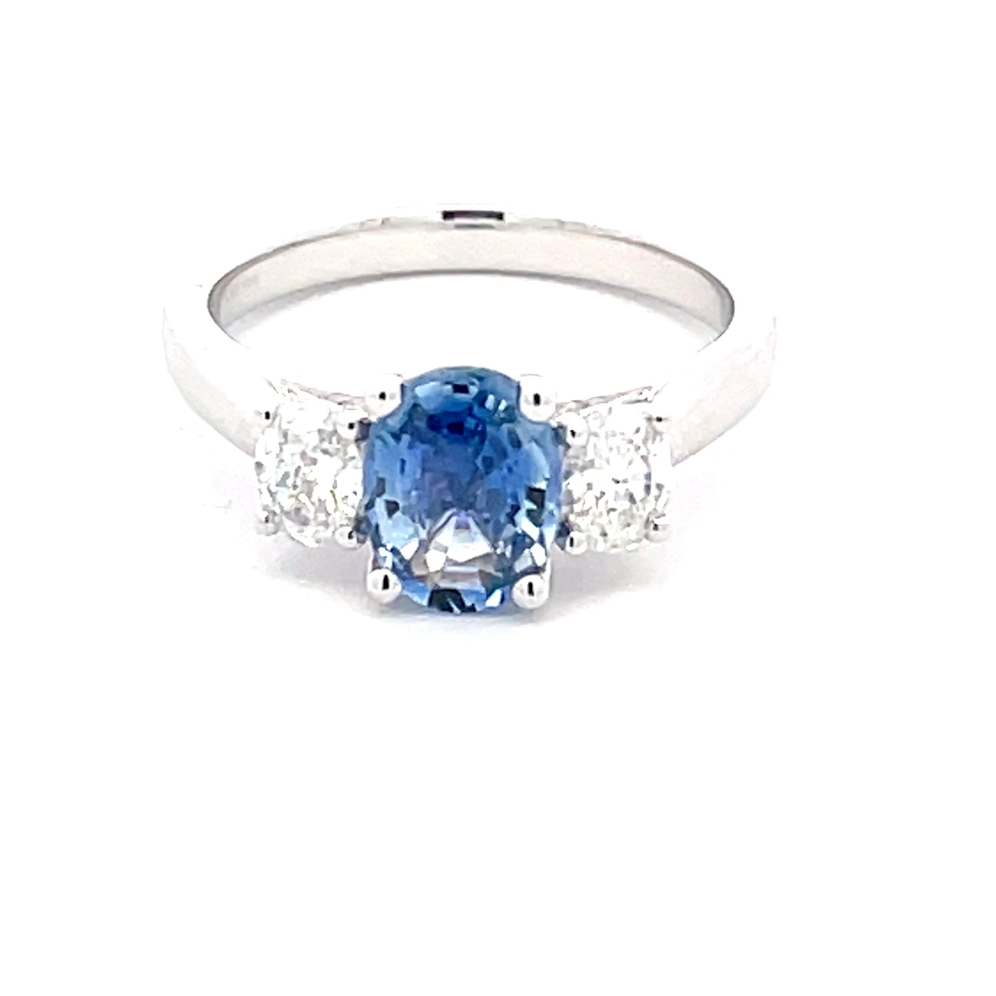 Oval Shaped Ceylon Sapphire and oval diamond 3 stone ring  Gardiner Brothers   