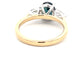 Oval shaped teal sapphire and pear shaped diamond 3 stone ring  Gardiner Brothers   