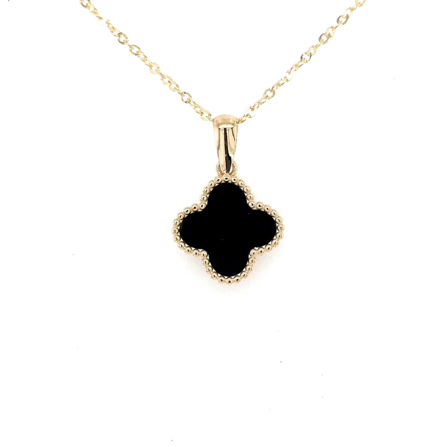 Yellow Gold Onyx Flower Pendant  Gardiner Brothers   