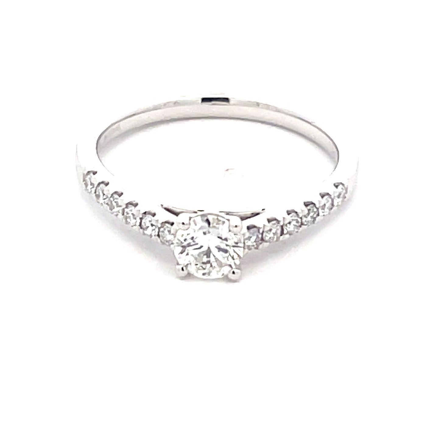 Round Brilliant Cut Diamond Solitaire Ring with diamond set shoulders -0.65cts  Gardiner Brothers   