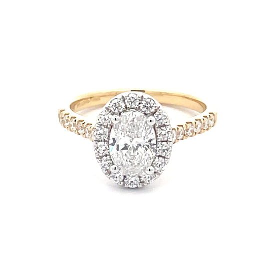 Oval Shaped diamond halo cluster style ring - 1.46cts  Gardiner Brothers   