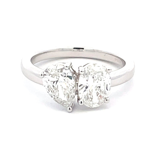 Oval and Pear Shaped Diamond "Toi et Moi" ring - 2.01cts  Gardiner Brothers   