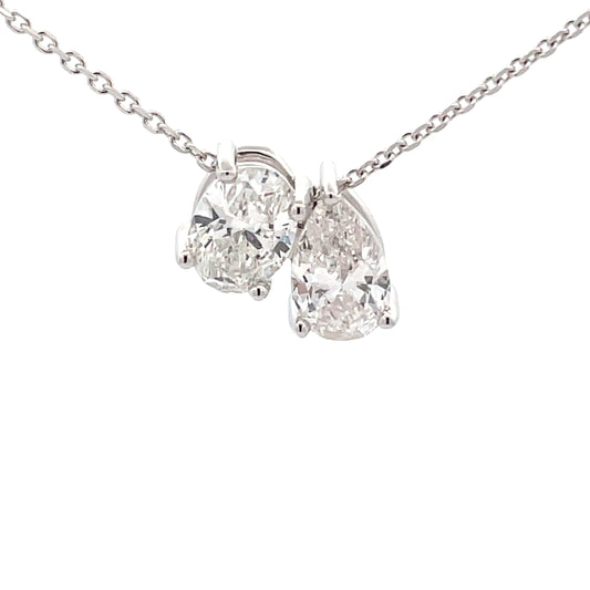 Oval and Pear shaped diamond "Toi et Moi" Style pendant - 1.40cts  Gardiner Brothers   