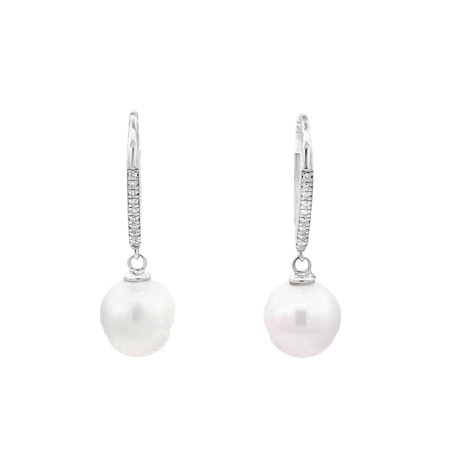 White Gold Pearl and Diamond Drop Earrings Gardiner Brothers