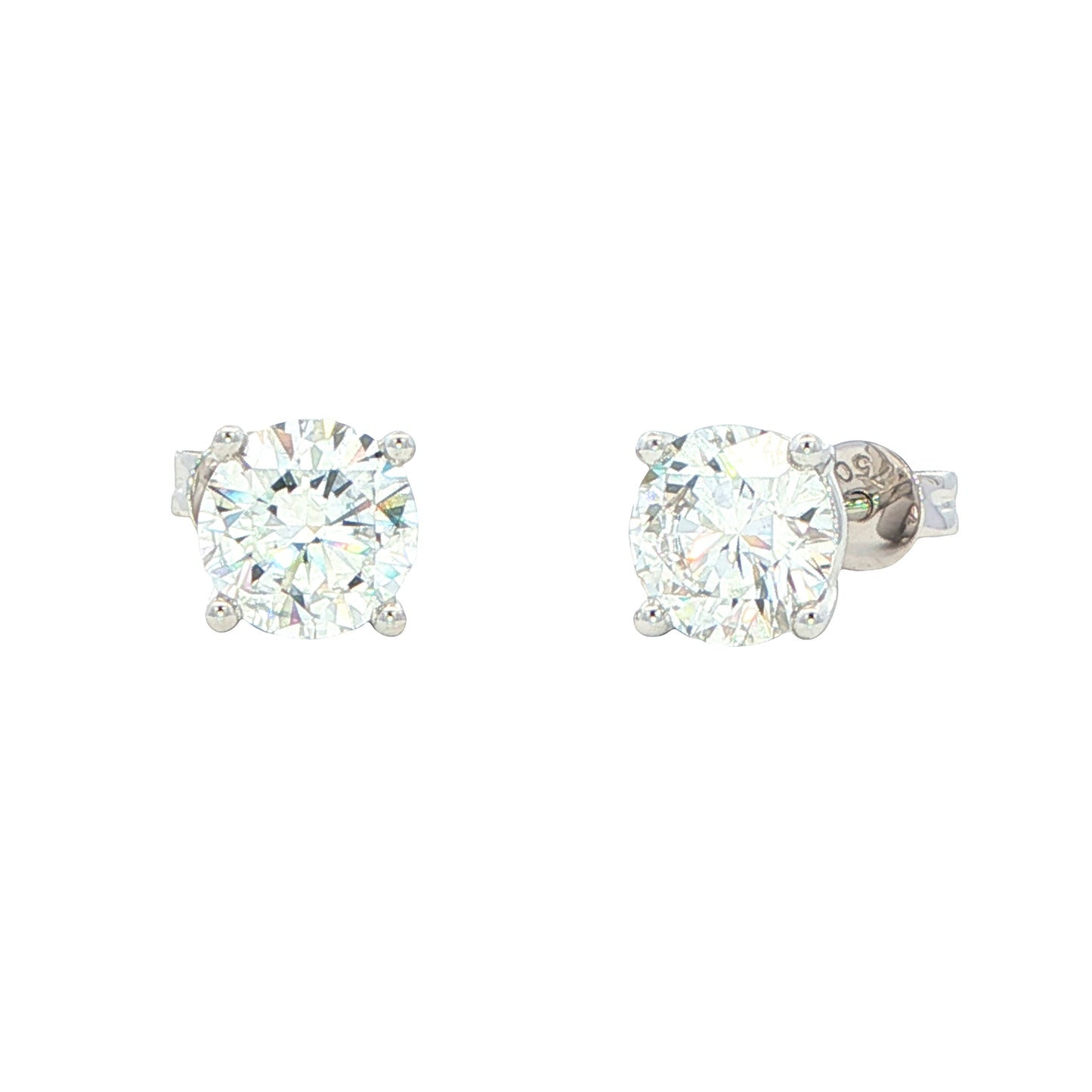 Lab Grown Round Brilliant Cut Diamond Solitaire Earrings - 2.48cts Gardiner Brothers
