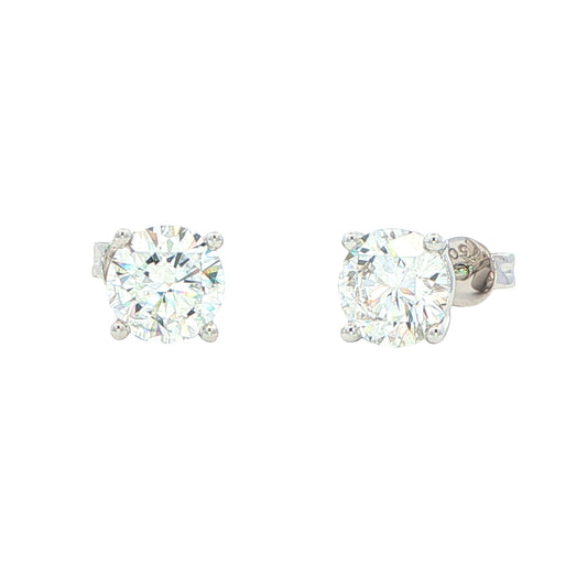 Lab Grown Round Brilliant Cut Diamond Solitaire Earrings - 2.48cts