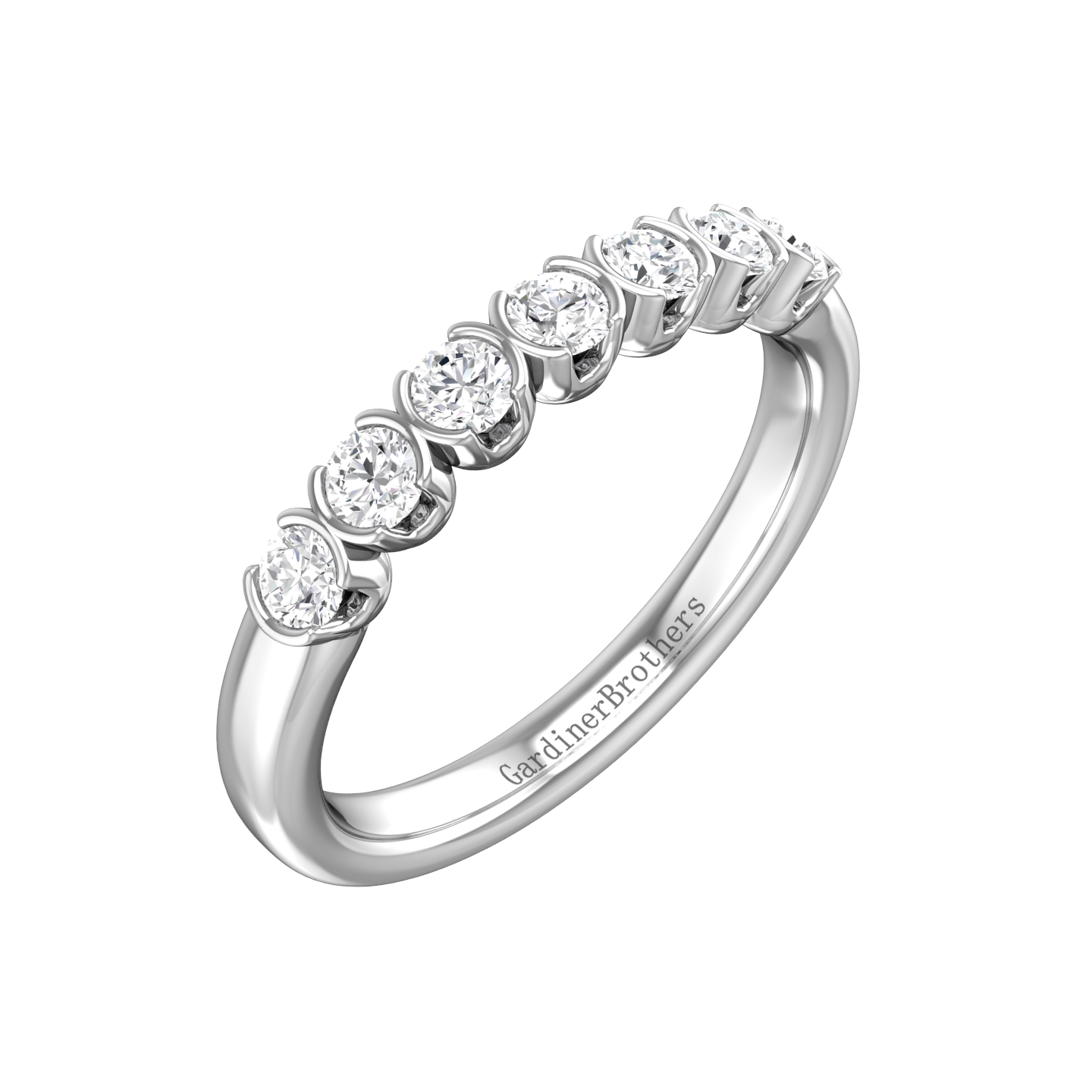 DIAMOND SET 7 STONE HALF RUB OVER STYLE WEDDING BAND Gardiner Brothers diamond-set-7-stone-half-rub-over-style-wedding-band-gardiner-brothers