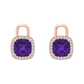 Nova diamond set earrings attachments set with a cushion shaped Amethyst Gardiner Brothers Rose gold