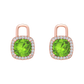 Nova diamond set earrings attachments set with a cushion shaped Peridot Gardiner Brothers Rose Gold