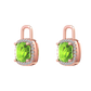 Nova diamond set earrings attachments set with a cushion shaped Peridot Gardiner Brothers