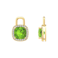 Nova diamond set earrings attachments set with a cushion shaped Peridot Gardiner Brothers
