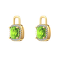 Nova diamond set earrings attachments set with a cushion shaped Peridot Gardiner Brothers