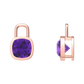 Nova earring attachments in a plain bezel setting with cushion shaped Amethyst Gardiner Brothers