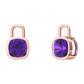 Nova earring attachments in a plain bezel setting with cushion shaped Amethyst Gardiner Brothers Rose Gold