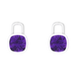 Nova earring attachments in a plain bezel setting with cushion shaped Amethyst Gardiner Brothers