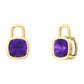Nova earring attachments in a plain bezel setting with cushion shaped Amethyst Gardiner Brothers Yellow Gold