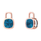 Nova earring attachments in a plain bezel setting with cushion shaped London Blue Topaz Gardiner Brothers Rose Gold