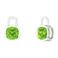 Nova earring attachments in a plain bezel setting with cushion shaped Peridot Gardiner Brothers