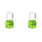 Nova earring attachments in a plain bezel setting with cushion shaped Peridot Gardiner Brothers