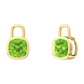 Nova earring attachments in a plain bezel setting with cushion shaped Peridot Gardiner Brothers