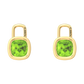 Nova earring attachments in a plain bezel setting with cushion shaped Peridot Gardiner Brothers