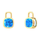 Nova earring attachments in a plain bezel setting with cushion shaped Swiss Blue Topaz Gardiner Brothers Yellow Gold