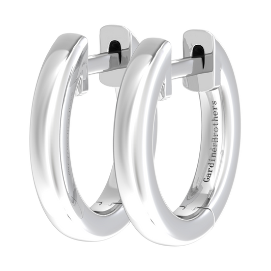 Nova plain hoop earrings Gardiner Brothers 12mm White Gold