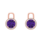 Nova diamond set earring attachments set with a round Amethyst Gardiner Brothers Rose Gold