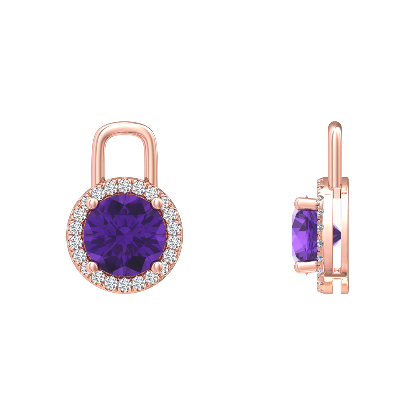 Nova diamond set earring attachments set with a round Amethyst Gardiner Brothers