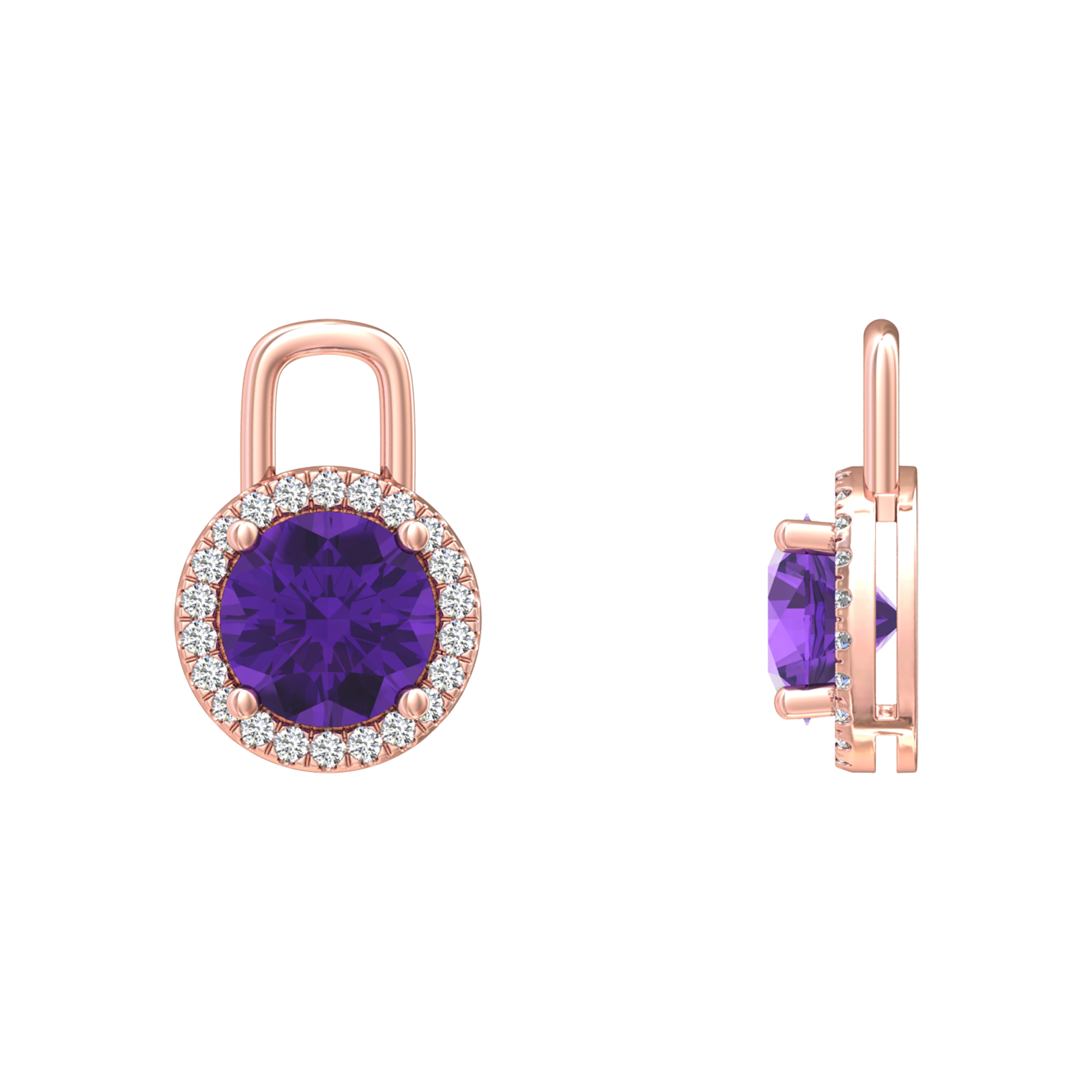 Nova diamond set earring attachments set with a round Amethyst Gardiner Brothers